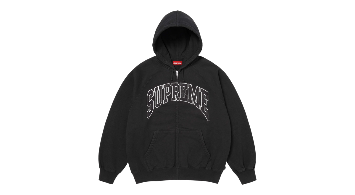 Supreme Cracked Raglan Zip Up Hoodie Black (SS26) – Takeoff Copenhagen