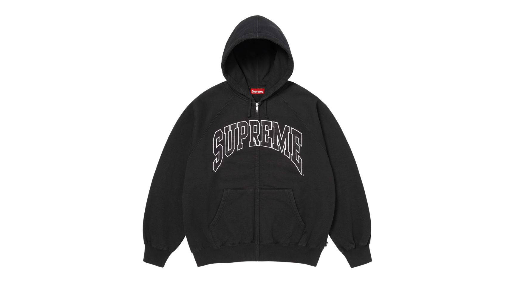 Supreme Cracked Raglan Zip Up Hoodie Black (SS26) – Takeoff Copenhagen