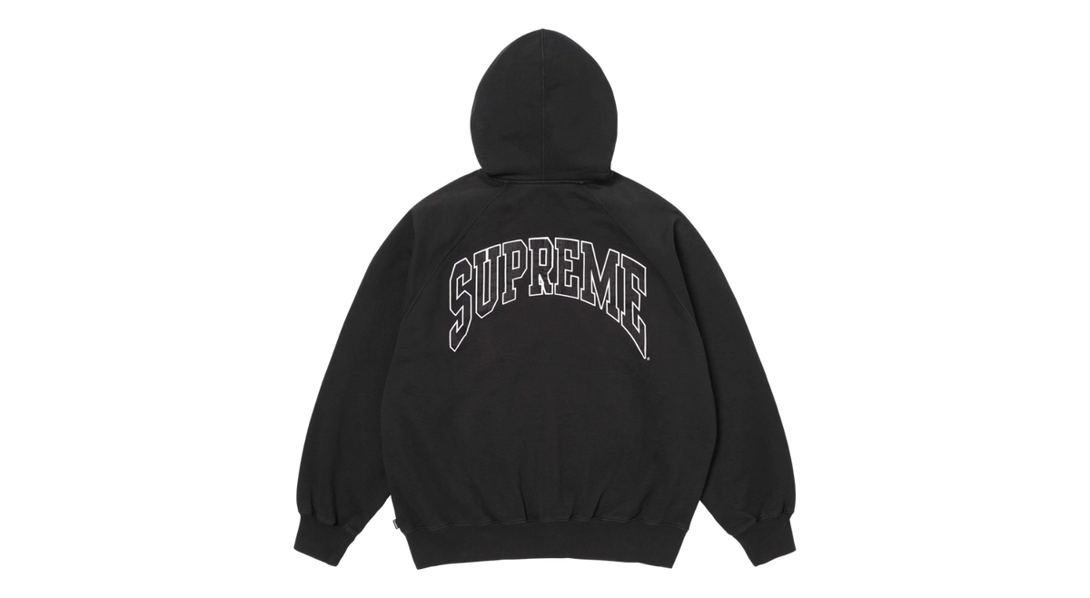Supreme Cracked Raglan Zip Up Hoodie Black (SS26) – Takeoff Copenhagen