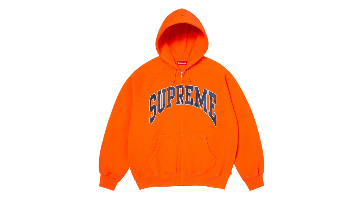 Supreme Cracked Raglan Zip Up Hoodie Orange (SS26) – Takeoff