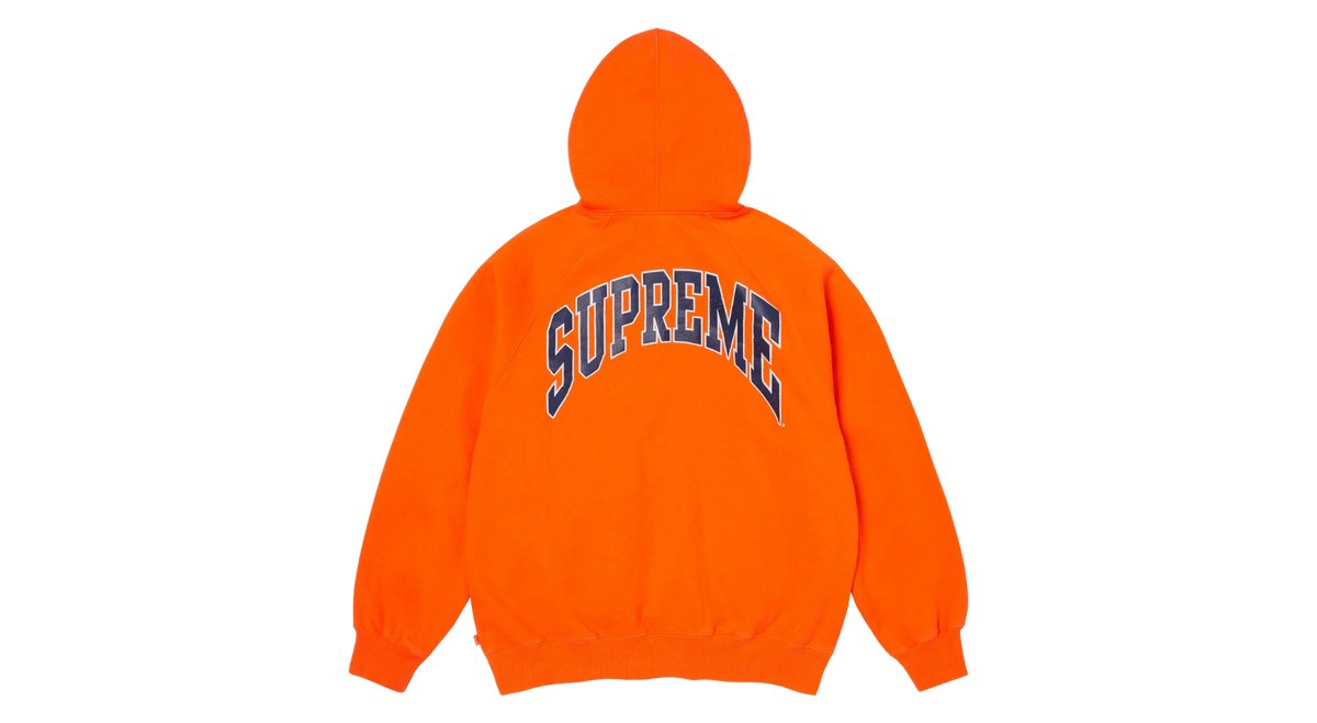 Supreme Cracked Raglan Zip Up Hoodie Orange (SS26) – Takeoff