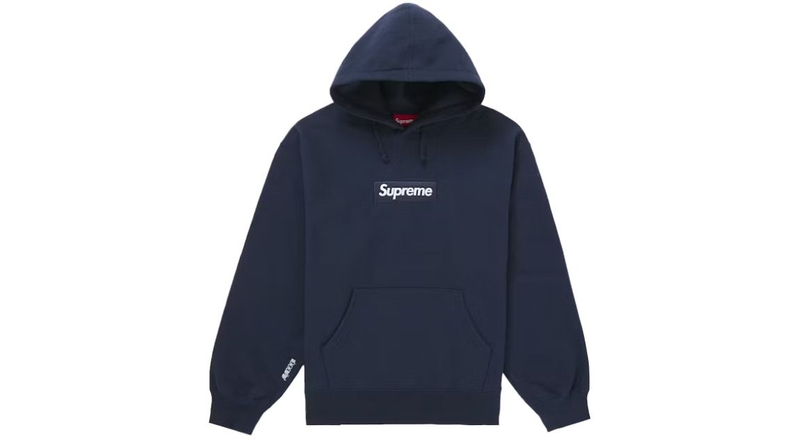 Supreme Box Logo Hoodie Navy (FW25) – Takeoff Copenhagen